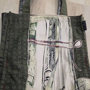 Andy Warhol  Money Print Tote Bag in Olive Green